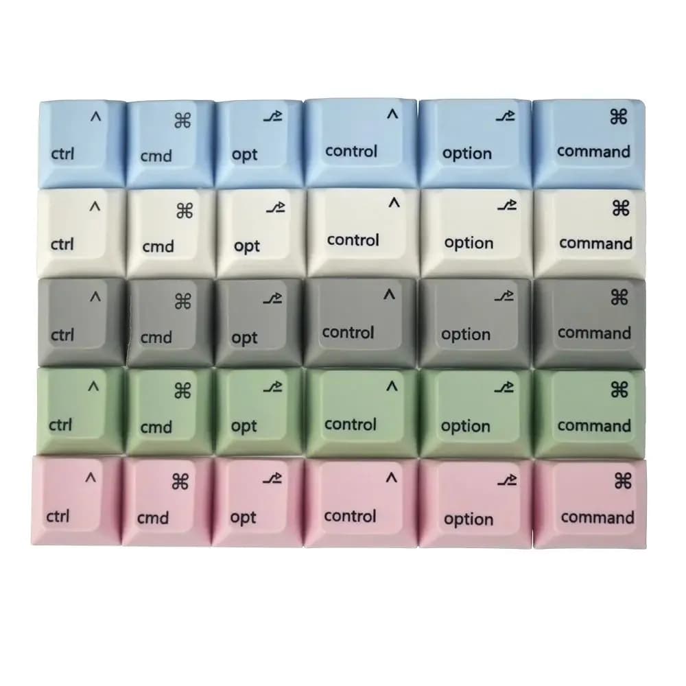 NPKC 6PCS Cherry Profile PBT Keycap White Green Pink Grey Custom Supplement Key Compatible with MAC Keyboard Covers