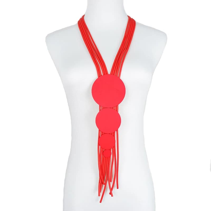 Ukebay New Gothic Red Rubber Jewelry Necklace Tassel Design Women's Jewellery Party Birthday Gift Ethnic Style Jewelry Necklaces
