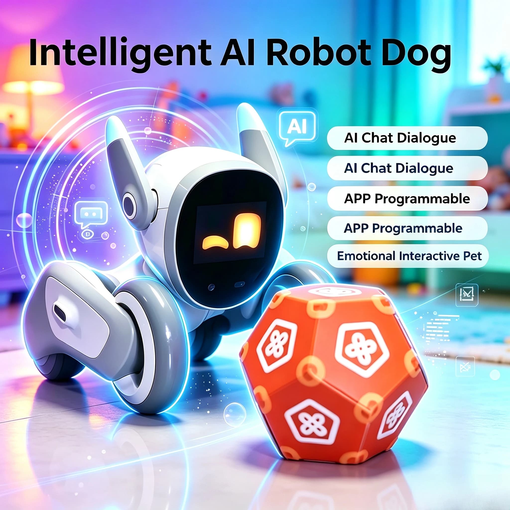 Intelligent AI Robot Dog APP Programmable Robotic Pet, AI Chat Emotional Interactive Educational Toy Gift for Kids