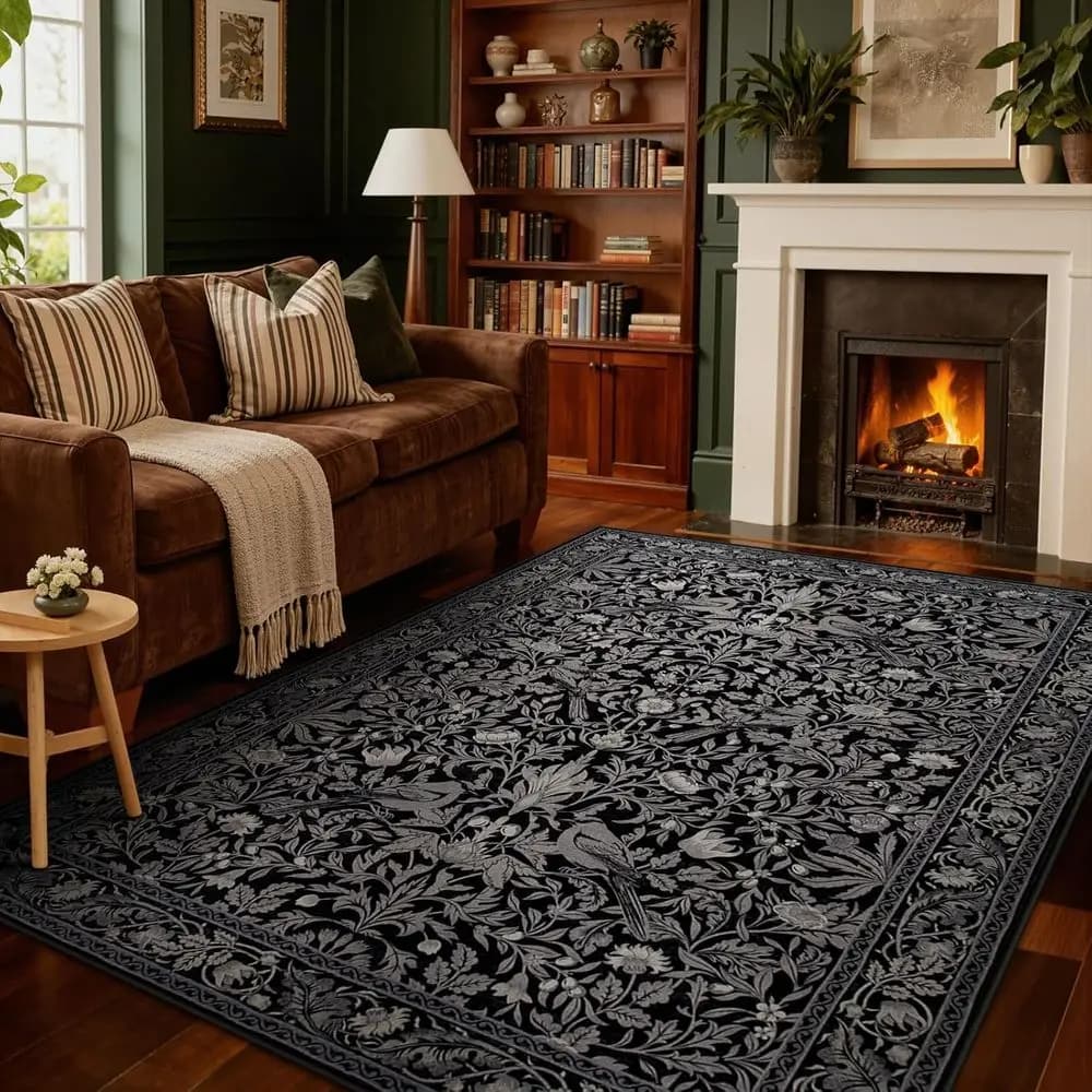 5x7 vintage botanical carpets, soft and washable, anti-slip, anti-slip for home and office