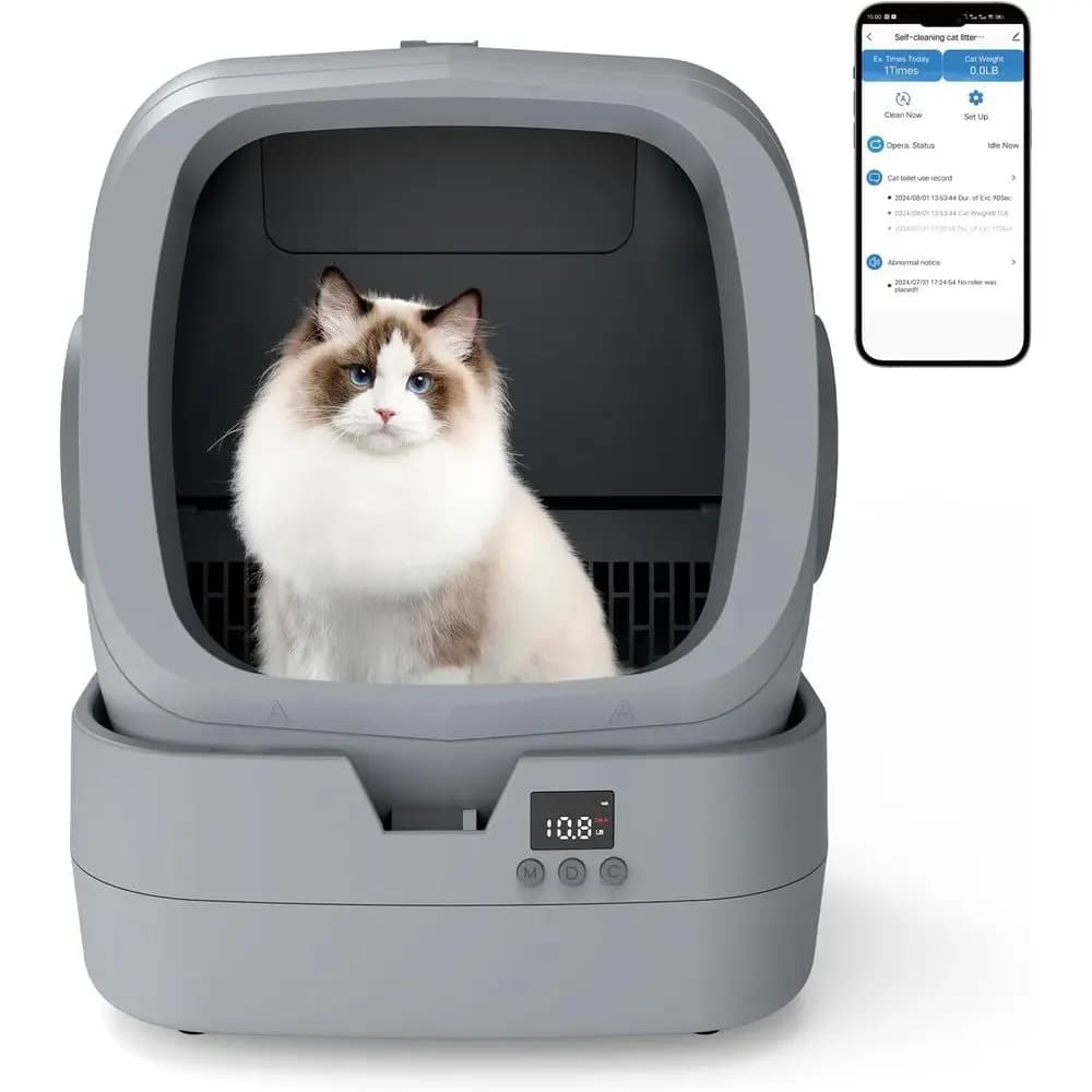 Lettiera Automatica per Gatti con Pulizia Automatica - Controllo tramite APP - Monitoraggio del Peso - Ultra-Silenziosa, per Gatti Medi e Gattini, Sae A