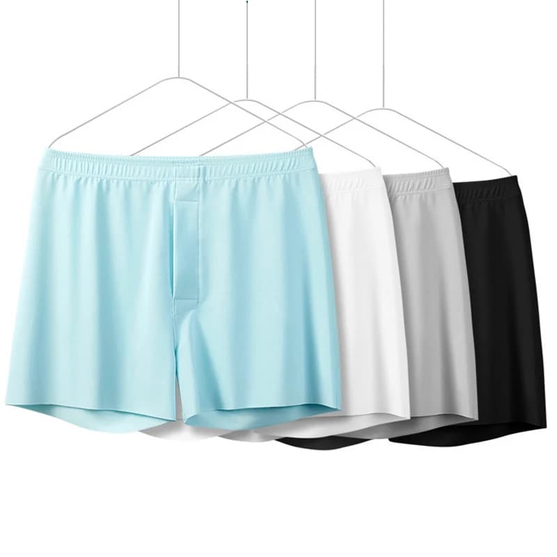 1 pz maschio freccia pantaloni da uomo boxer di seta del ghiaccio pantaloncini larghi a vita media da uomo taglie forti biancheria intima homewear mutandine comode