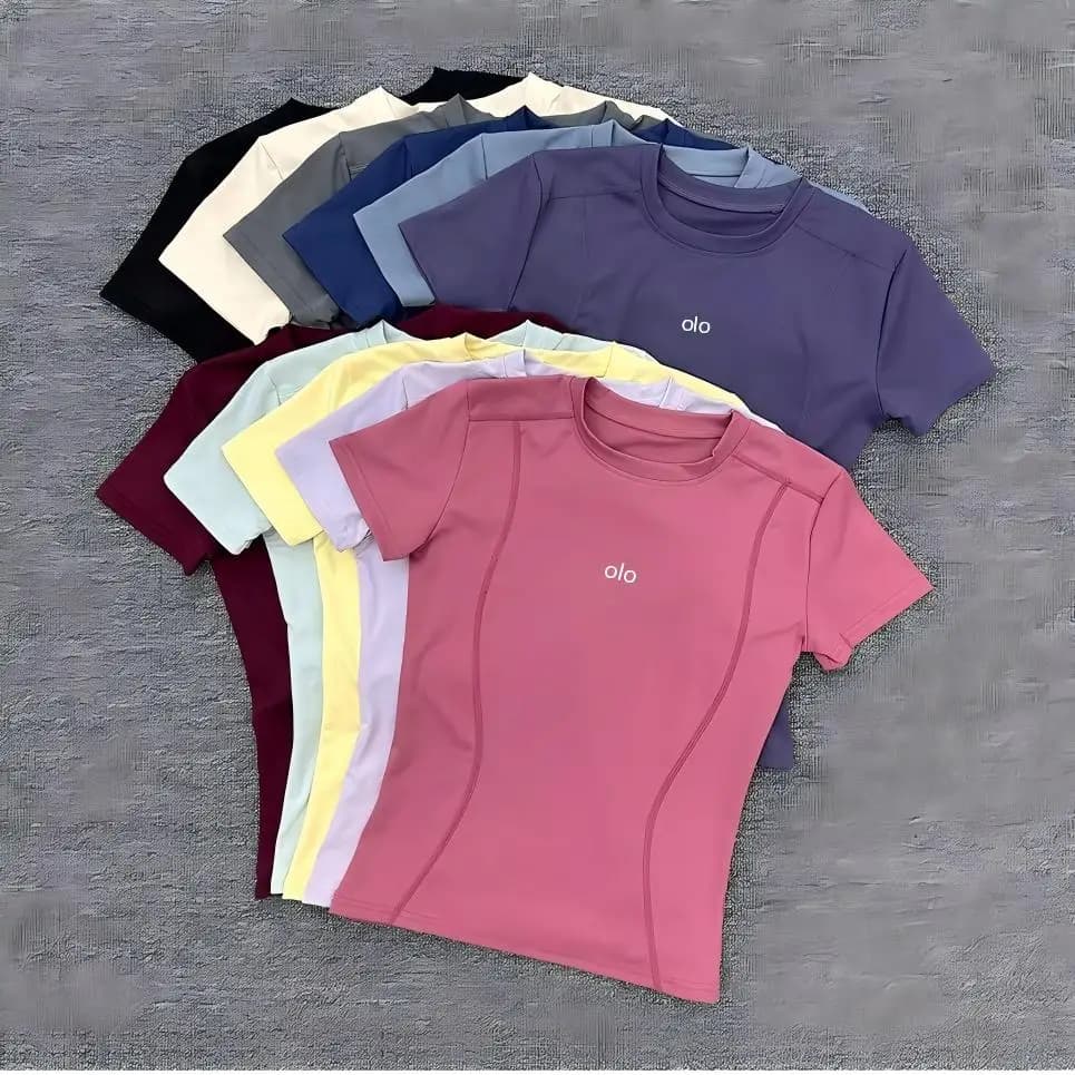 Summer new style simple short-sleeved T-shirt women's quick-drying breathable elastic yoga top tight-fitting fitness wear