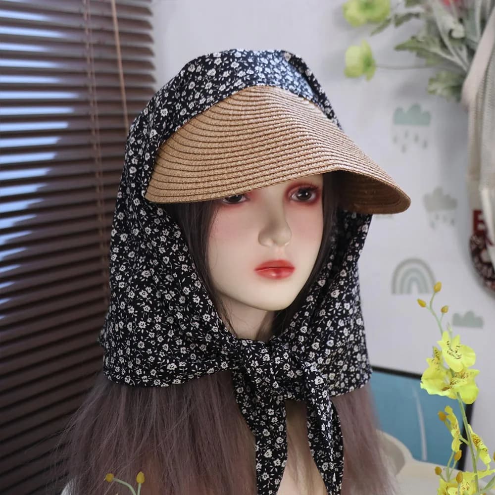 Casual Korean Style Headscarf Baseball Hat Star Print Y2k Scarf Baseball Cap Pentagram Sunscreen Strappy Scarf Hat Street