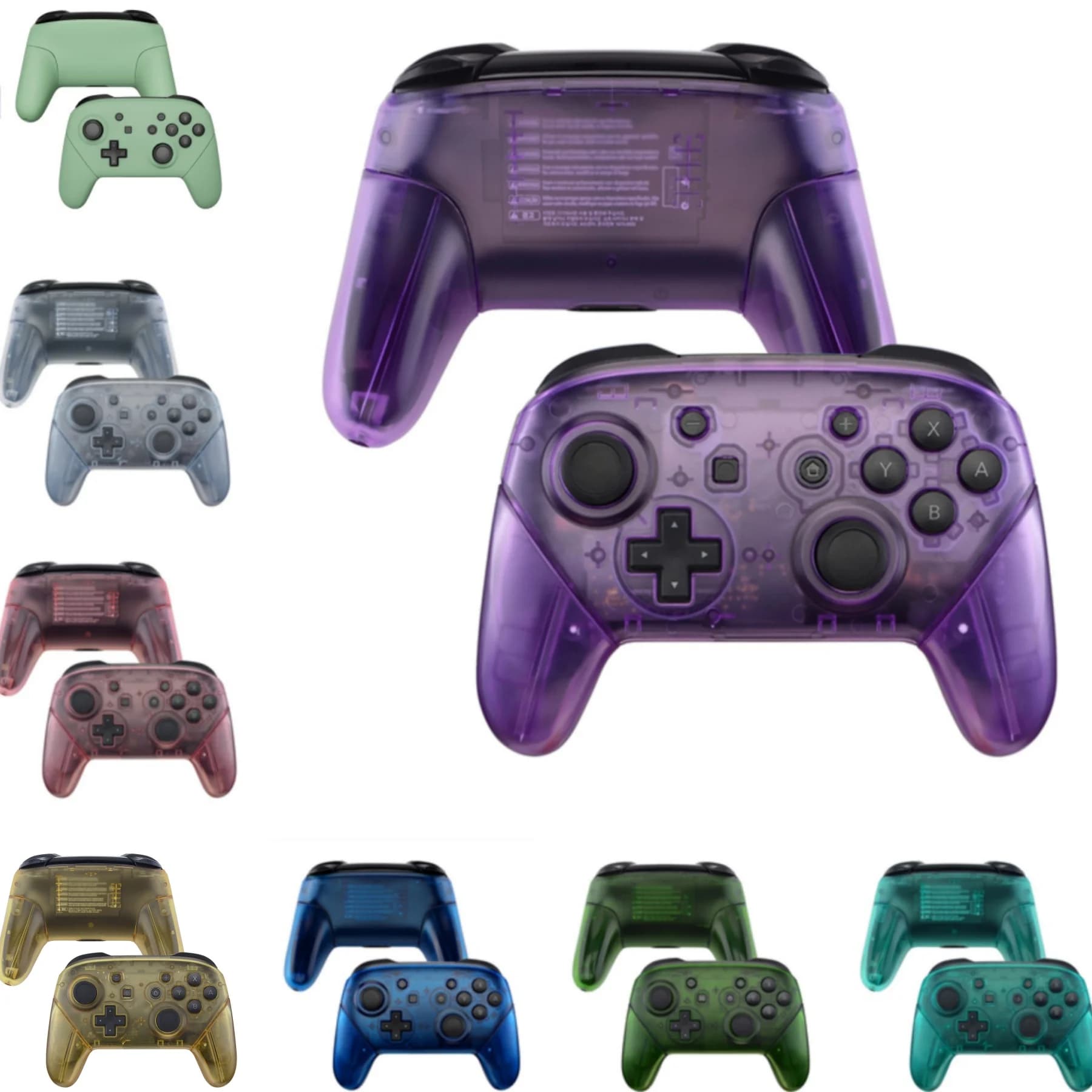 eXtremeRate Set completo di alloggiamenti per controller NS Switch Pro, piastra frontale con maniglie - trasparente e singolo