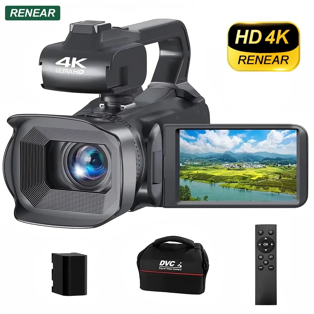 Videocamera Digitale 4K 64MP Professionale per Fotografia e Registrazione WIFI Zoom 18X Telecamera per Esterni Webcam