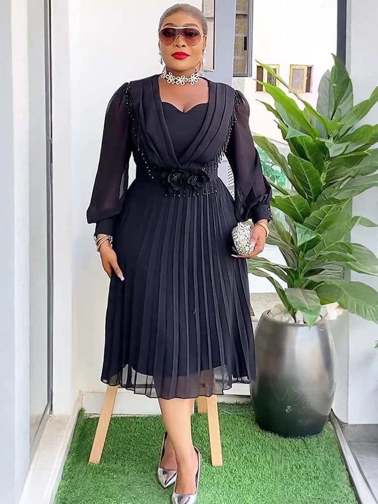 Abiti da sera per feste Abito elegante in chiffon a maniche lunghe da donna Abiti da ballo di nozze Abiti da compleanno Dashiki africano Maxi abito da donna