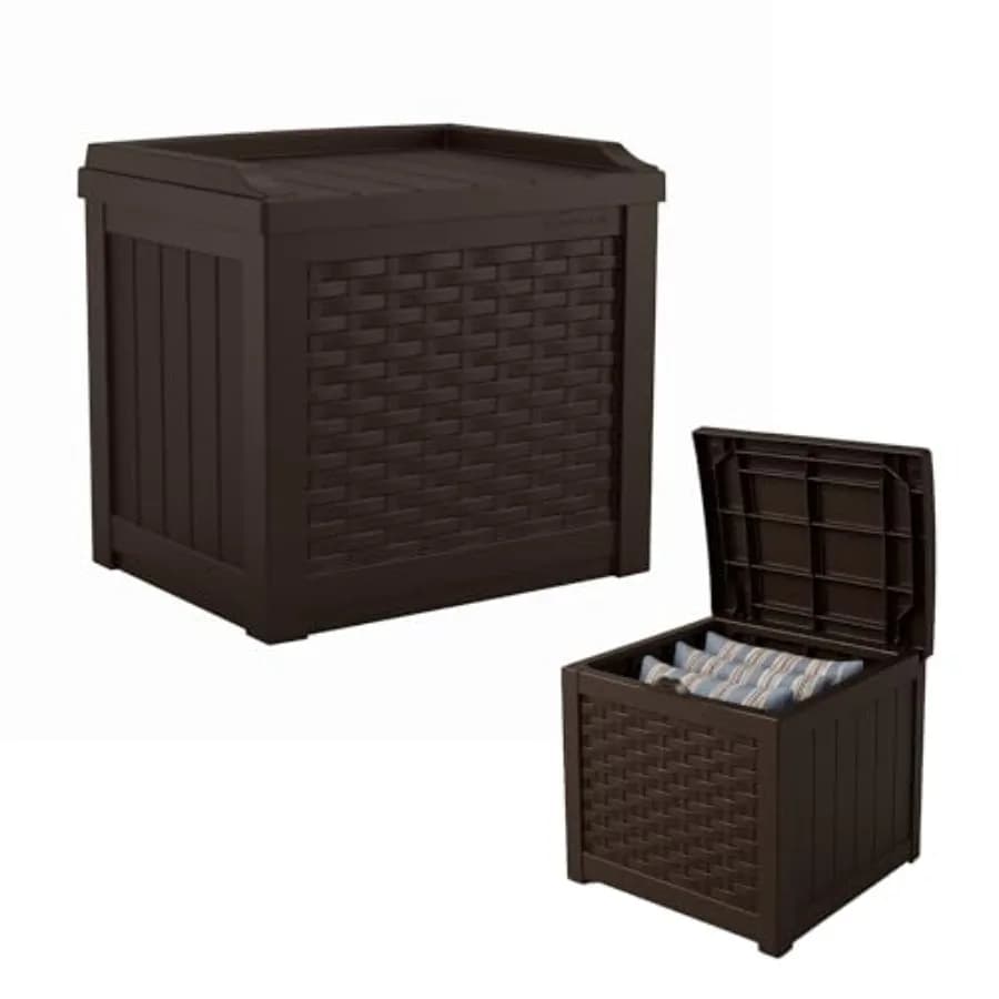 Contenitore da Esterno - Box Portaoggetti da 22 Galloni in Resina Java, Resistente alle Intemperie, per Patio, Giardino e Organizzazione