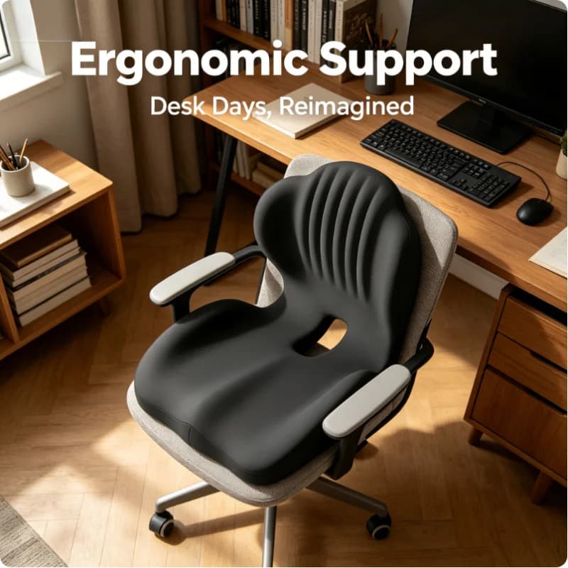 Orthopedic Memory Foam Coccyx Seat Cushion Ergonomic Lumbar Support Relieve Sciatica Pain Office & Car Use