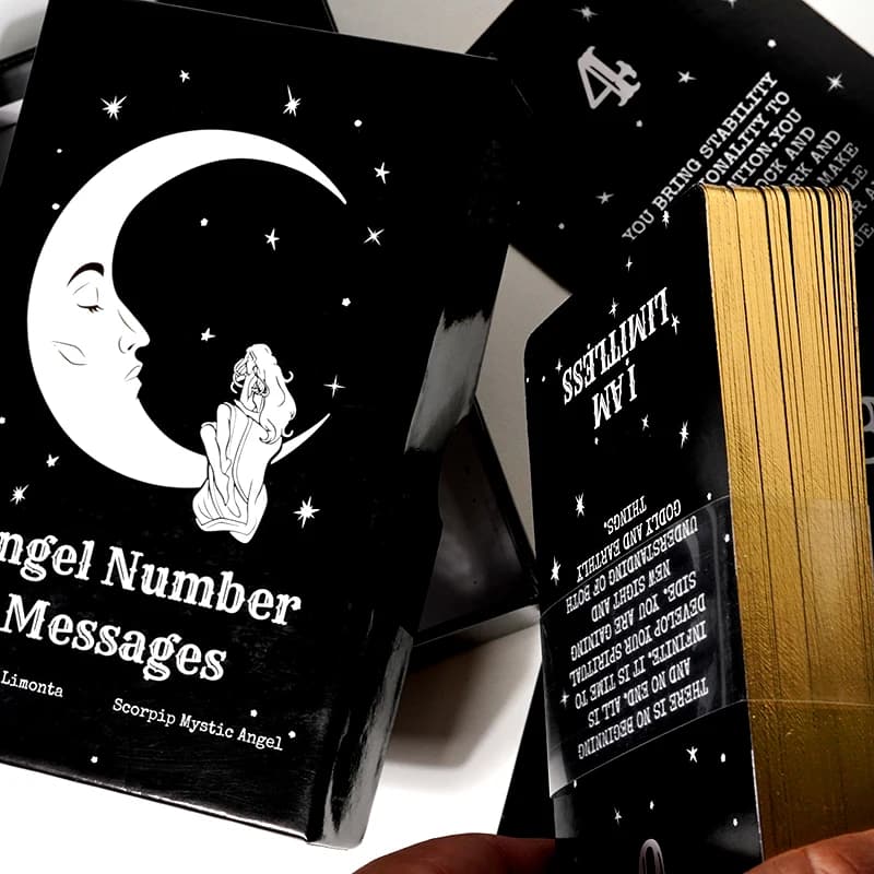 Messaggi con numeri di angelo Oracle Cards Deck affermazione Oracle Deck Gold Gilded Edging Cover Box