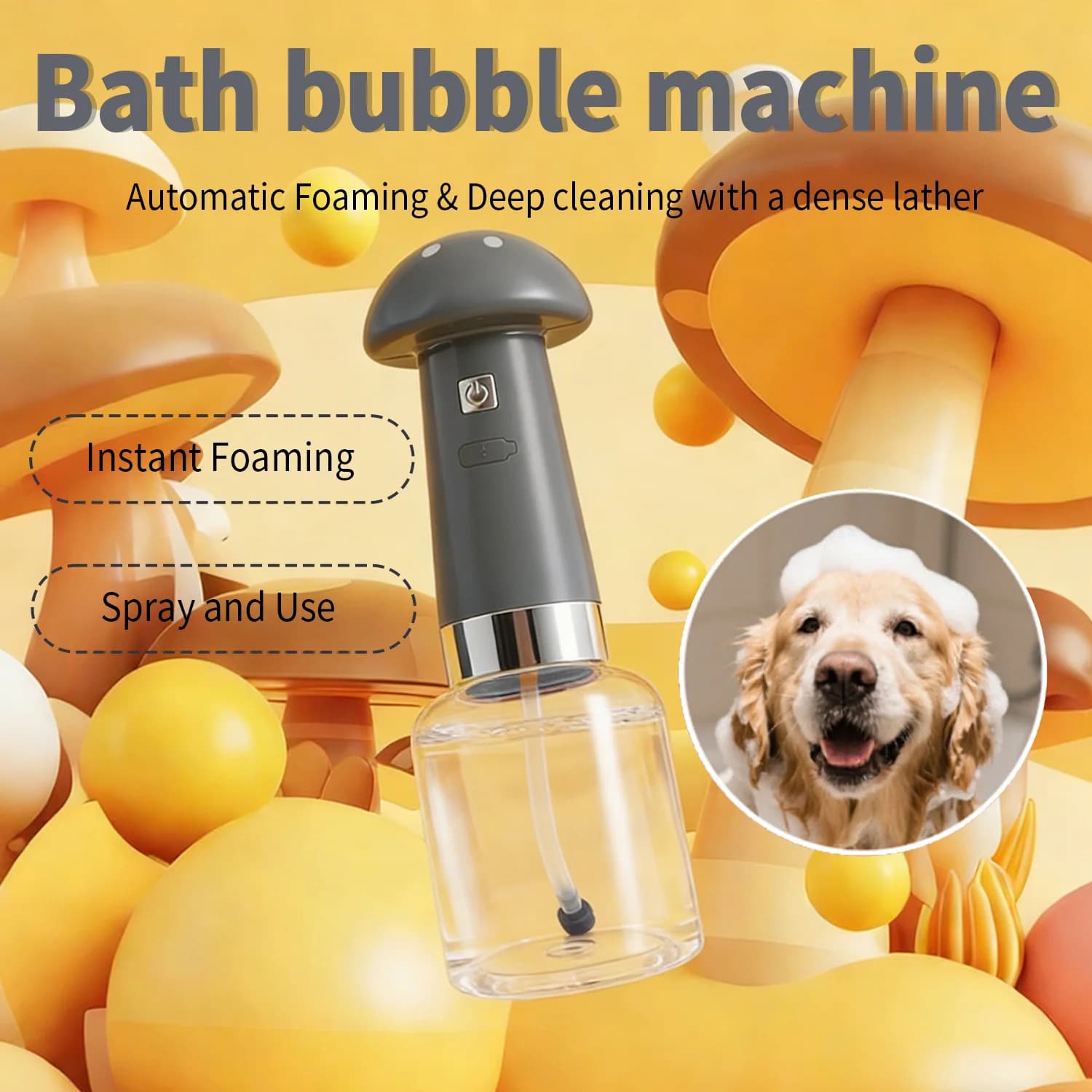 Macchina Elettrica per la Pulizia del Cane con Schiuma, Dispenser Automatico di Sapone per il Bagno, Bottiglia Ricaricabile per Miscelare Shampoo per Animali Domestici