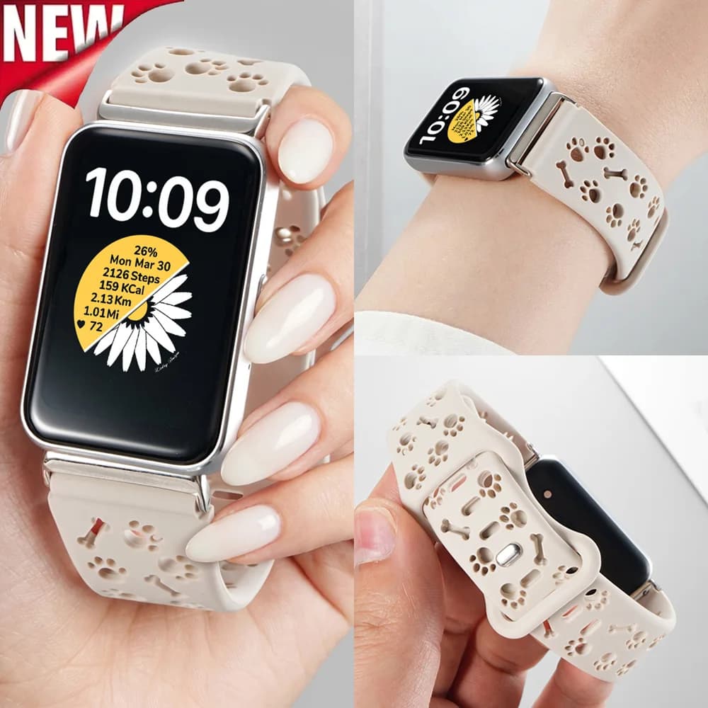 Cinturino in silicone Dog Paw per Samsung Galaxy Fit 3, cinturino sportivo regolabile per Galaxy Fit 3, accessori per smartwatch e braccialetti intelligenti