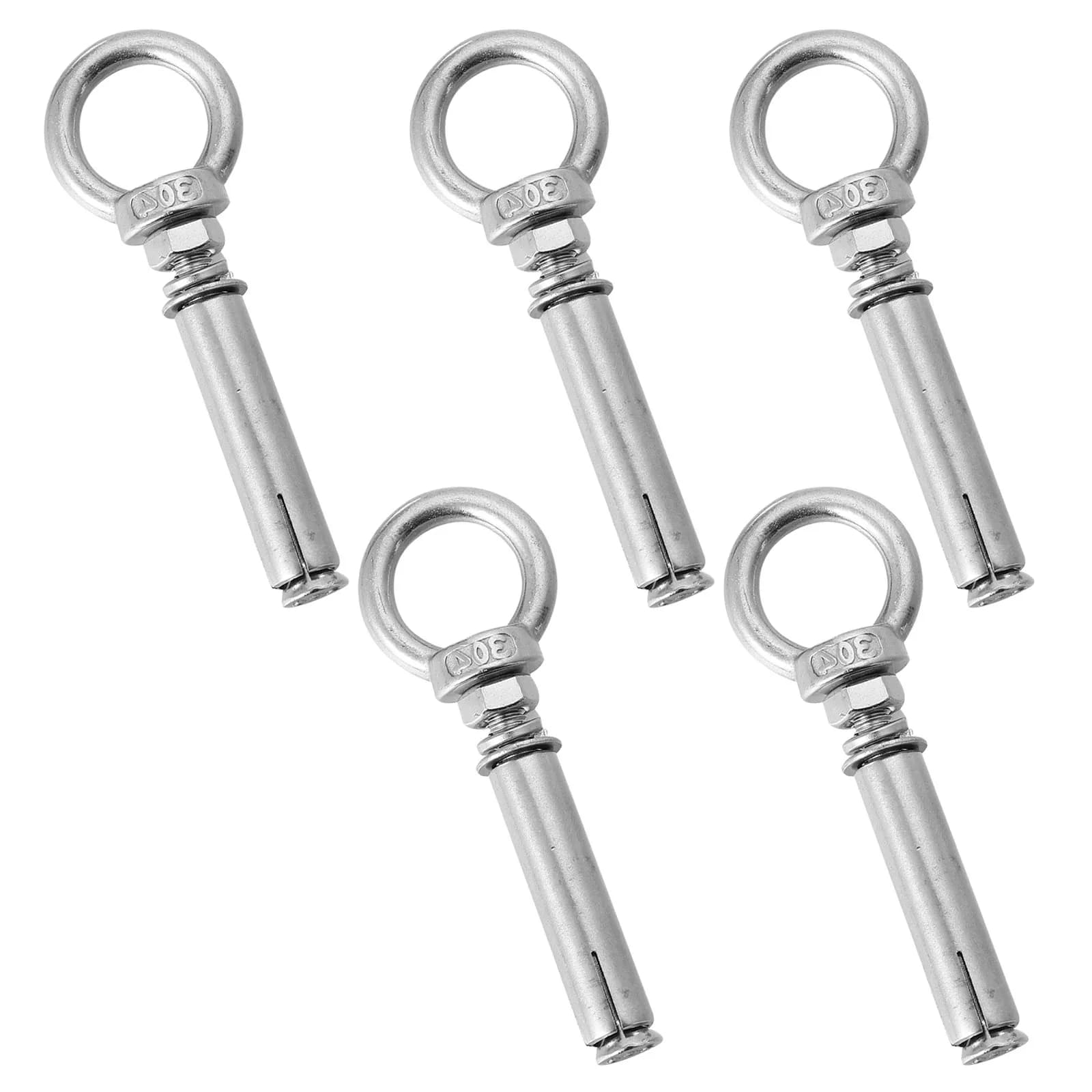 5Pcs Stainless Steel Expansion Eyebolts M6x60mm Rustproof Lifting Eye Rings for Industrial Construction Home Hardware Suspension