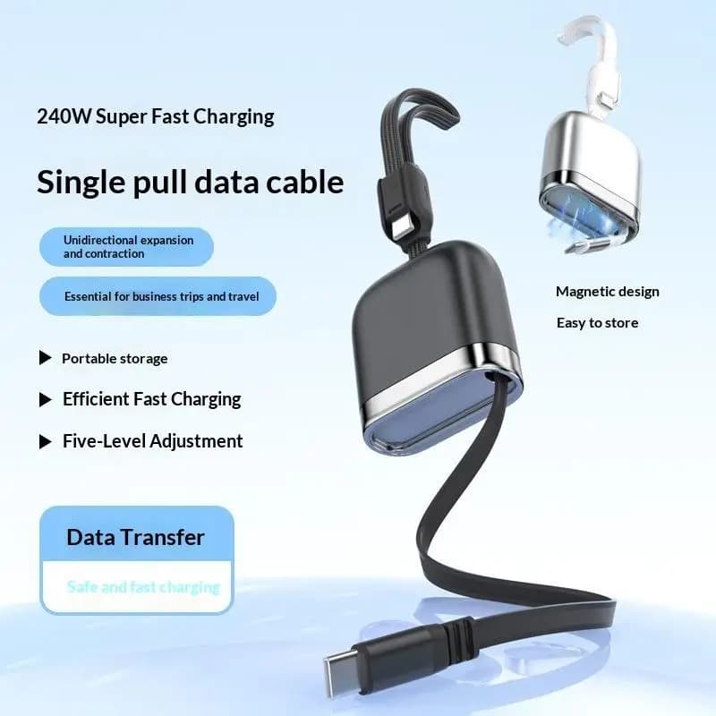 240W USB C To USB C Super Charging Retractable Cable Portable Type C Fast Charge Data Cable For Most Mobile Phones