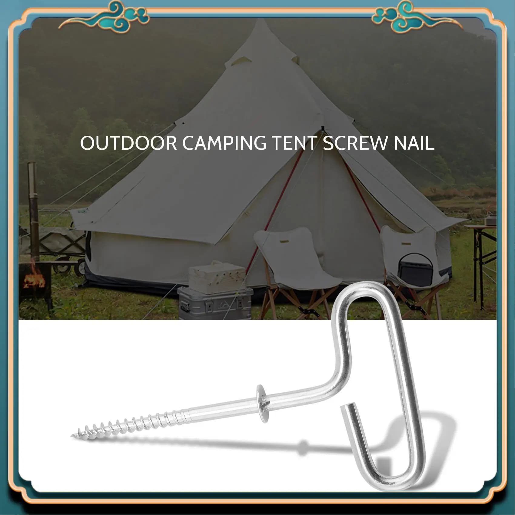 Ancoraggio per tenda da pesca sul ghiaccio ABMV - Ancoraggio per tenda da campeggio esterna, picchetto filettato per tenda, accessori in acciaio per tenda da ghiaccio invernale