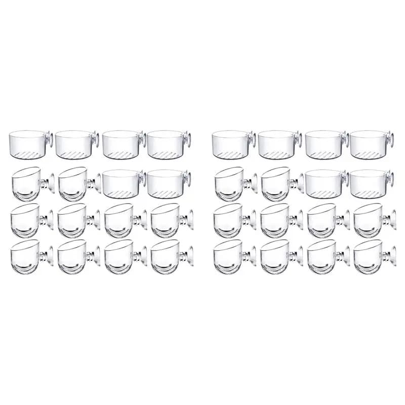 32PCS Aquatic Plant Cups, Transparent Acrylic Aquatic Plant Pot With Suction, Aquarium Decoration 2 Shapes-A68E