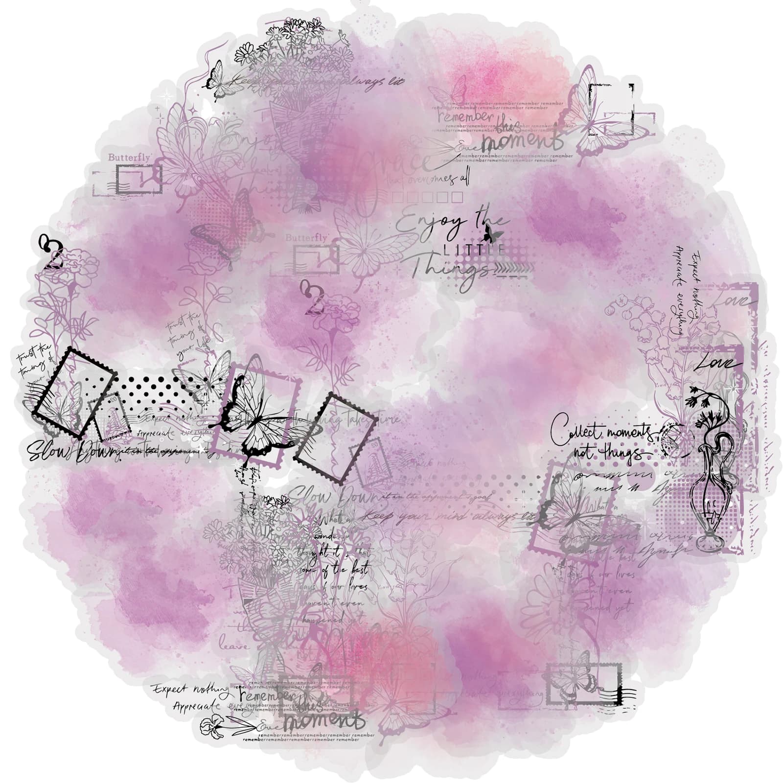 Etori Life Dancing Purple Butterfly Border Pet Stickers 30 pezzi Materiali decorativi per diari in stile minimalista, adesivi per notebook, adesivi per laptop, adesivi per telefoni, bagagli, accessori per decorazioni per ufficio, forniture per scrapbooking fatte a mano, sacchetti di carta per regali per studenti, confezioni regalo, adesivi per timbri, astucci per matite, materiale scolastico, regali per amici
