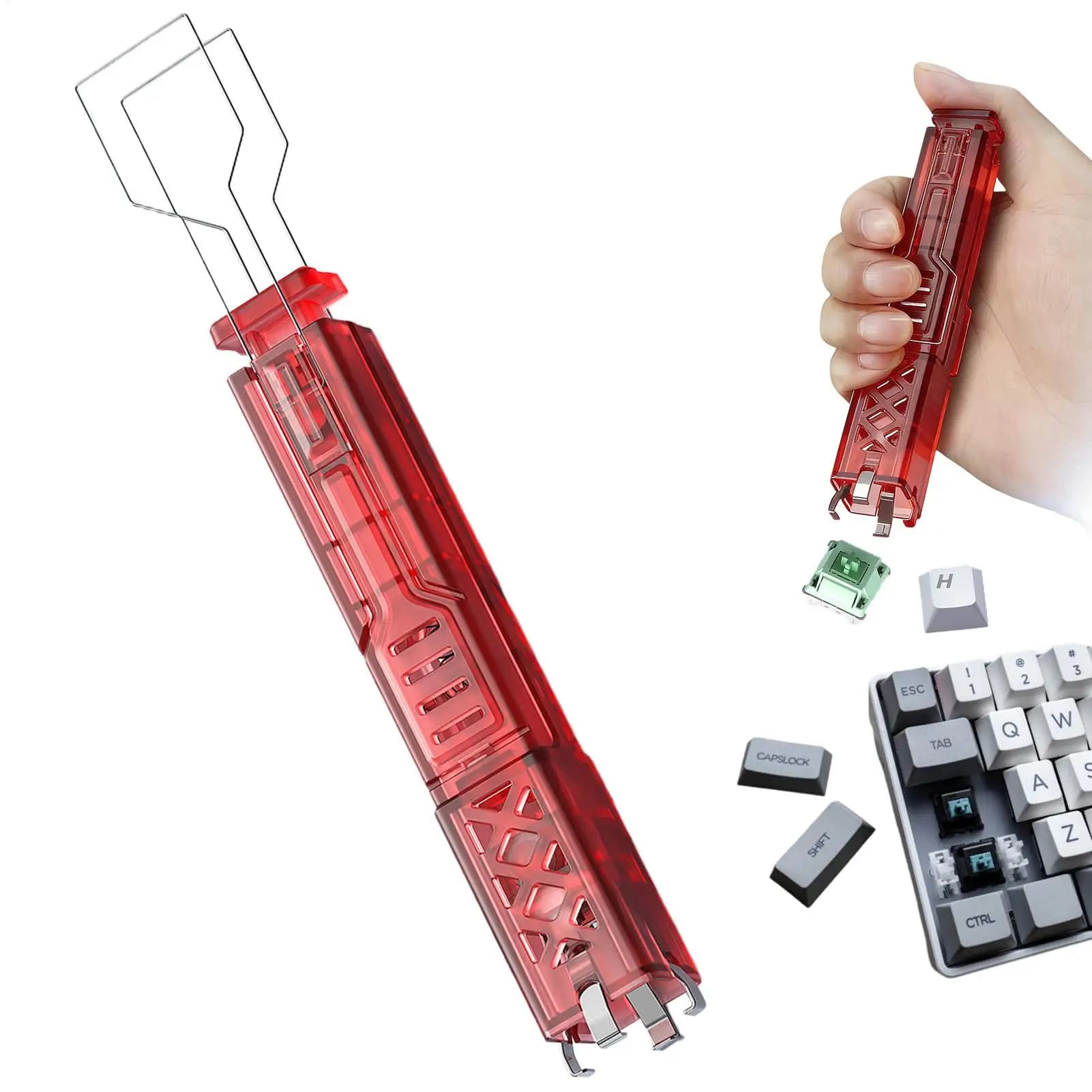 Estrattore di tasti in acciaio inossidabile 2-in-1, strumento ergonomico per la rimozione di tasti, per tastiere meccaniche hot-swappable da gaming