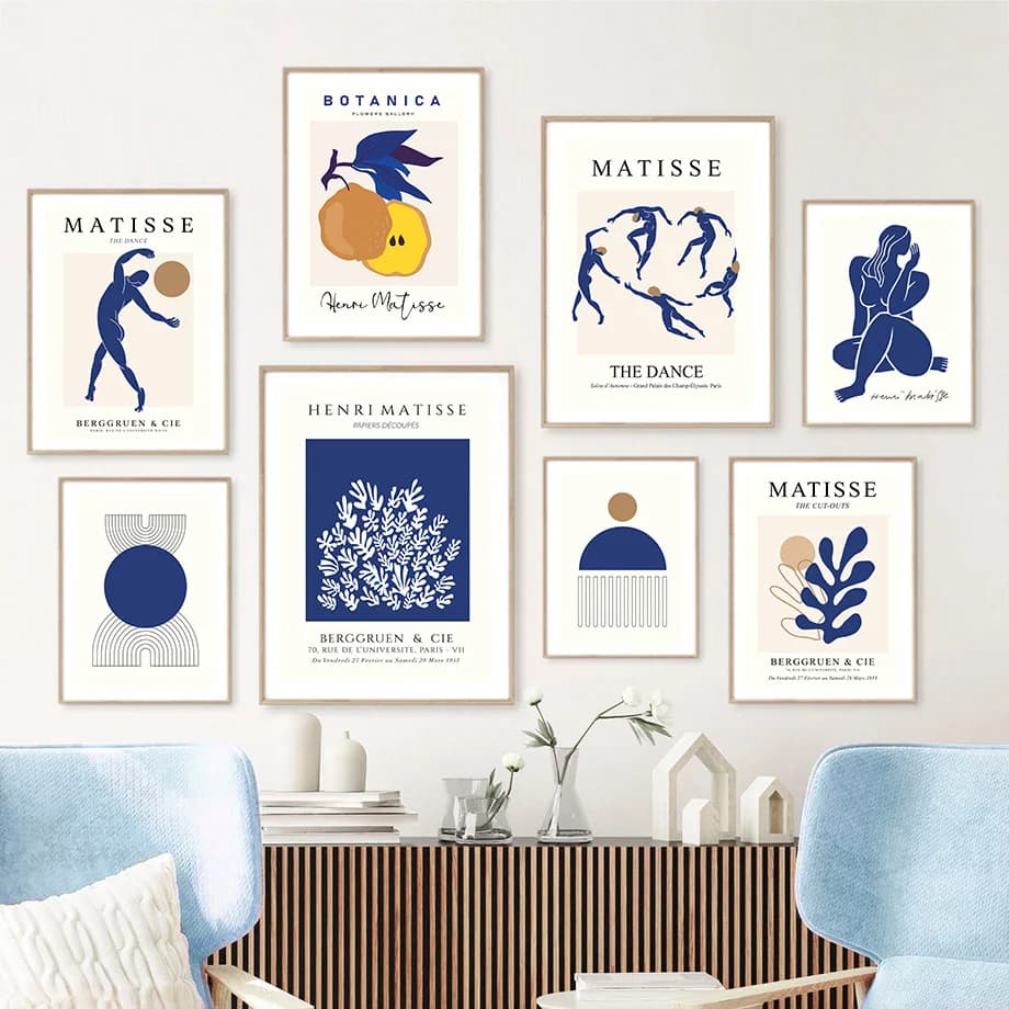 1pcs(No frame)Abstract Matisse Girl Body Coral Lines Geometry Wall Art Canvas Painting Posters And Prints Hotel Pictures For