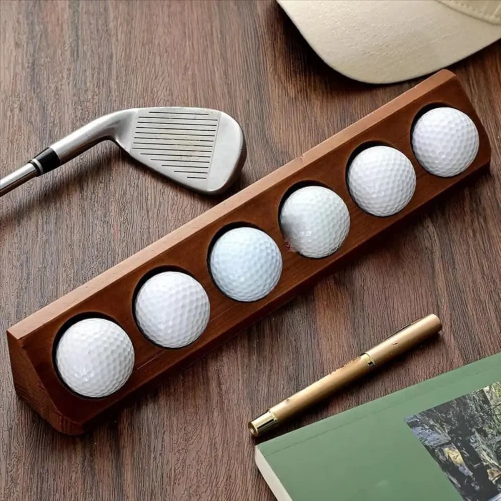 Espositore in Legno per Palline da Golf, 6 Palline Misura Standard, con Viti, Supporto da Parete Salvaspazio per Palline da Golf