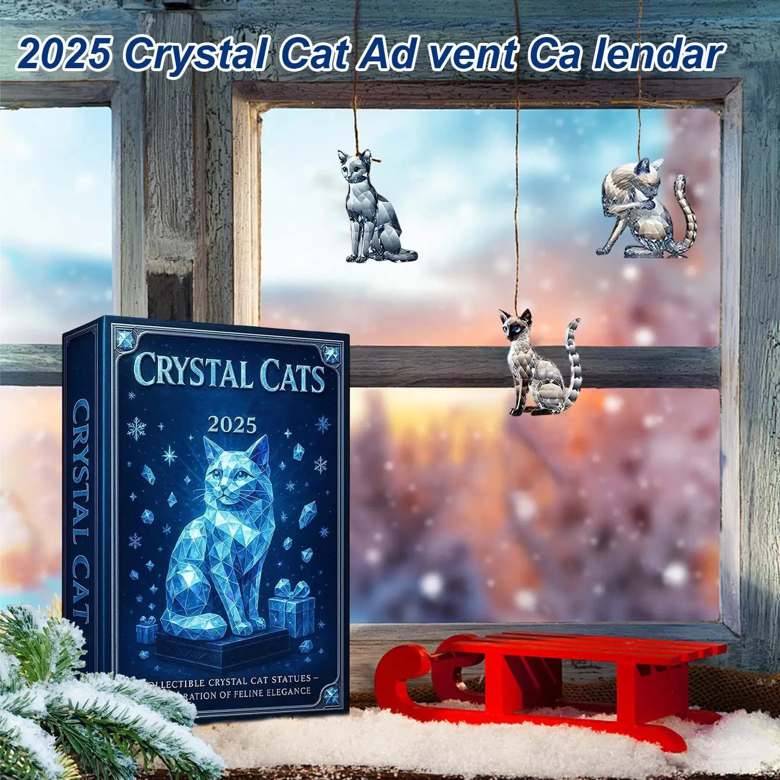 Calendario dell'Avvento per gatti 2025 Conto alla rovescia di Natale di 24 giorni con 24 razze diverse Ornamenti per l'albero di Natale con gattino carino in acrilico 2D