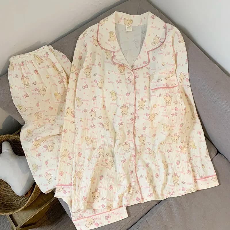 M-5XL Set pigiama taglie forti per donna Autunno Inverno Carino taglie forti Indumenti da notte da donna Comodo abbigliamento da casa per donna