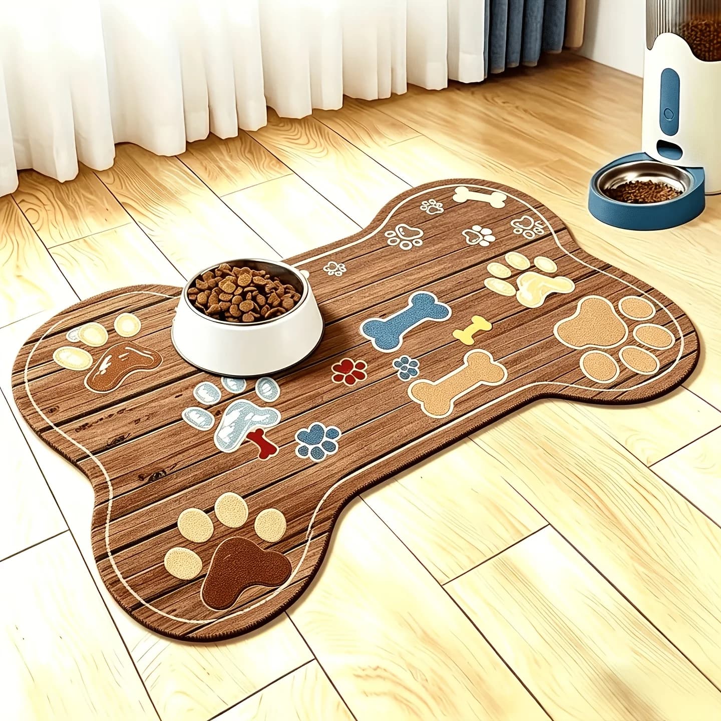 “Non-Slip Quick-Dry Geometric Dog Mat – Durable Polyester, Easy-Clean for Small/Med Dogs”