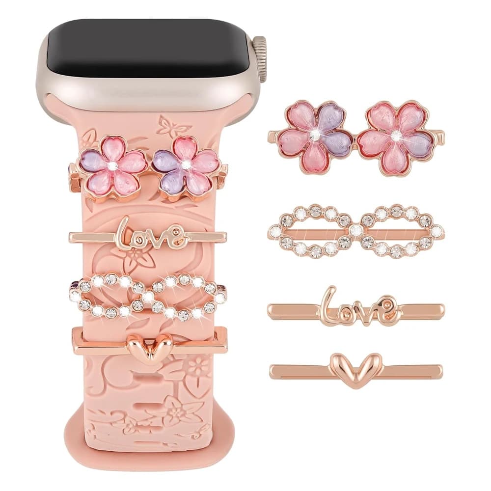 Ciondoli per cinturini Apple Watch Serie 11 10 9 8 7 6 SE 42 40 49 41 45 44 mm, Anelli decorativi per Galaxy Watch 4 5 6 7, Accessori per cinturini