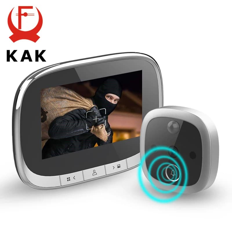 KAK Schermo LCD Da 4.3 Pollici Digitale Del Visore Del Portello di Visione Notturna di IR Campanello Della Macchina Fotografica di Peephole Foto Video Record di Rilevazione di Movimento