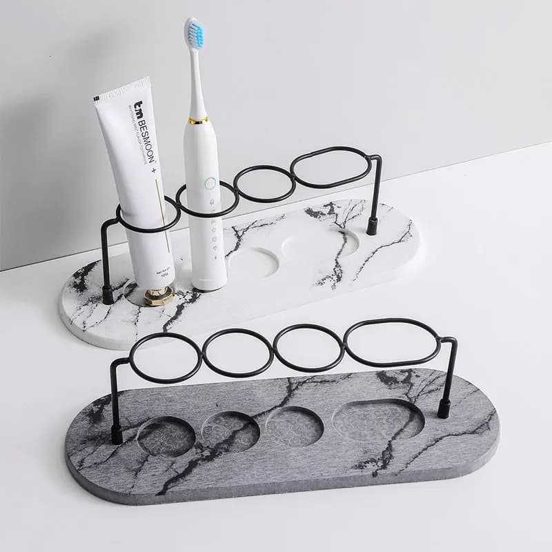 Portaspazzolino in Diatomite Antiscivolo, Base Assorbente ad Asciugatura Rapida, Organizzatore per Dentifricio Elettrico da Bagno