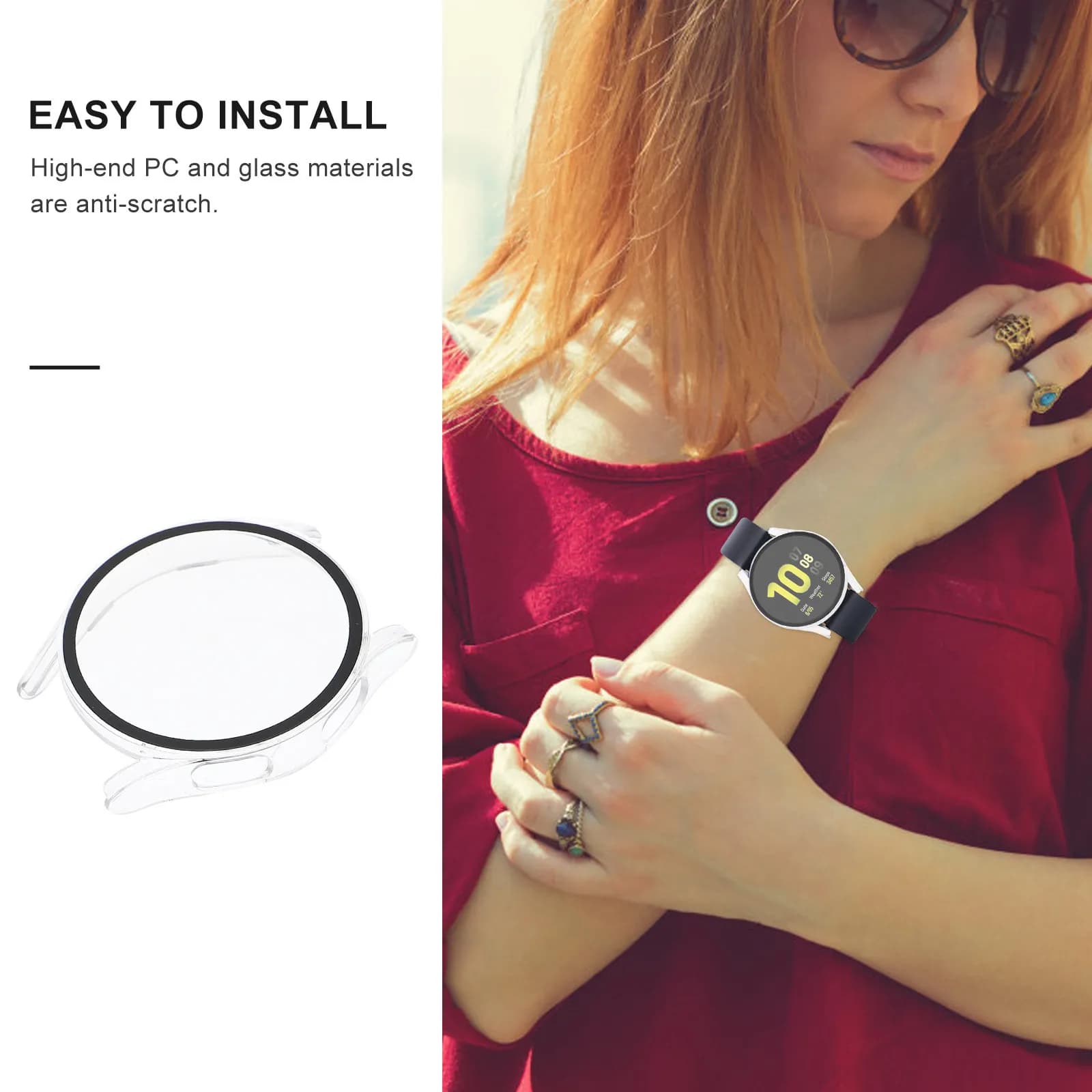 2 pezzi di protezione per smartwatch, custodia protettiva completa antigraffio ad alta durezza, compatibile con Galaxy Stylish Frame