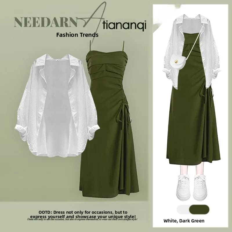 Completo estivo due pezzi di alta gamma con protezione solare, design irregolare, casual ed elegante per donna