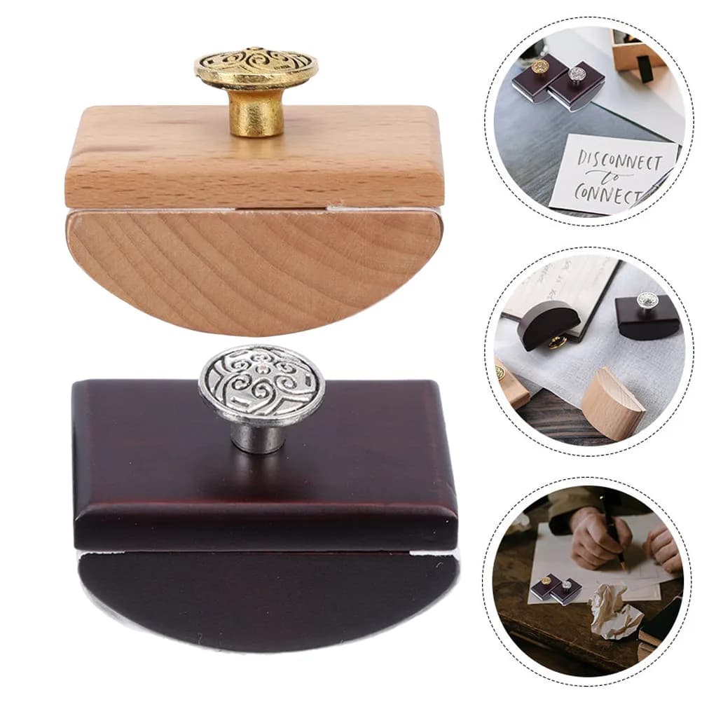 2Pcs Wood Rocker Blotter Ink Absorbing Tools Portable Fountain Pen Quick-Drying Stamp for Office School Student Stationery