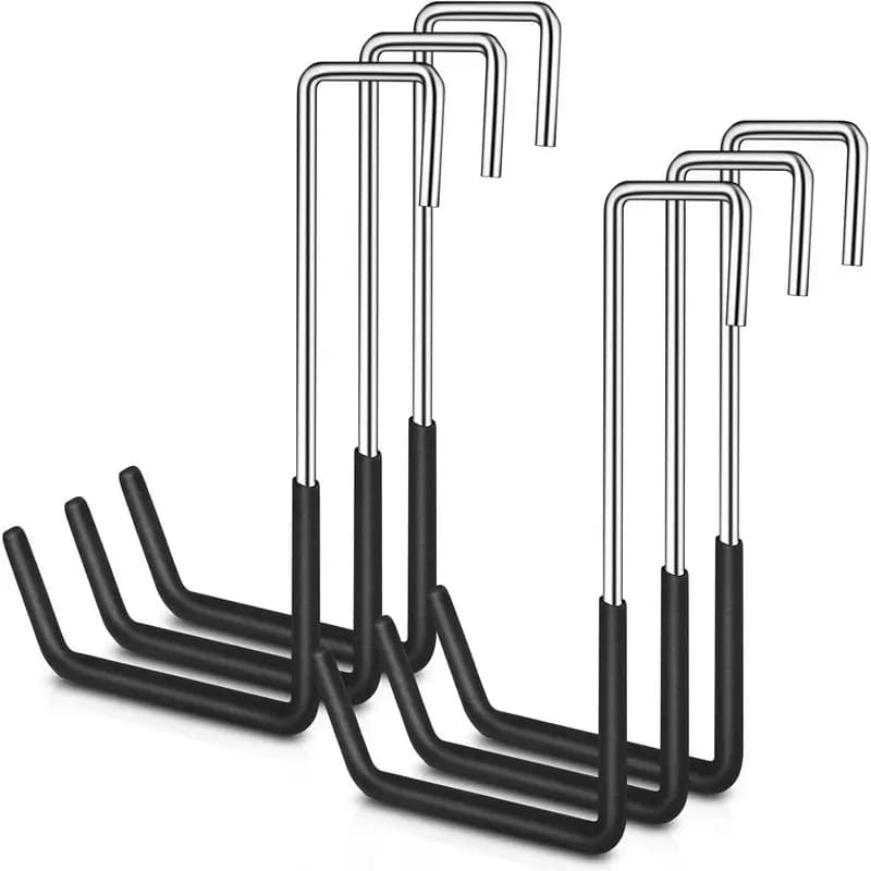 6 Pack Heavy Duty Rafter Hooks for Hanging Vinyl Coated Large S Hooks for Hanging Ladder Bike Hangers Garage Storage Organizer H