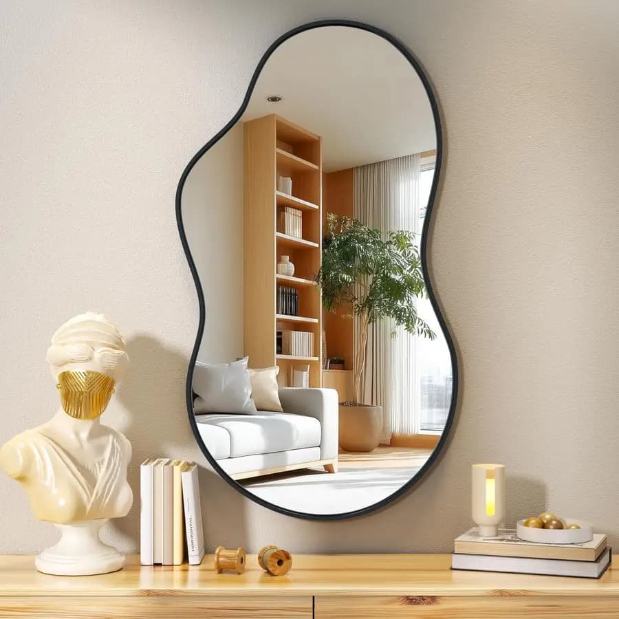 Specchio da parete irregolare Specchio asimmetrico 20x35, Specchi decorativi moderni per soggiorno, ingresso, corridoio, bagno, camera da letto