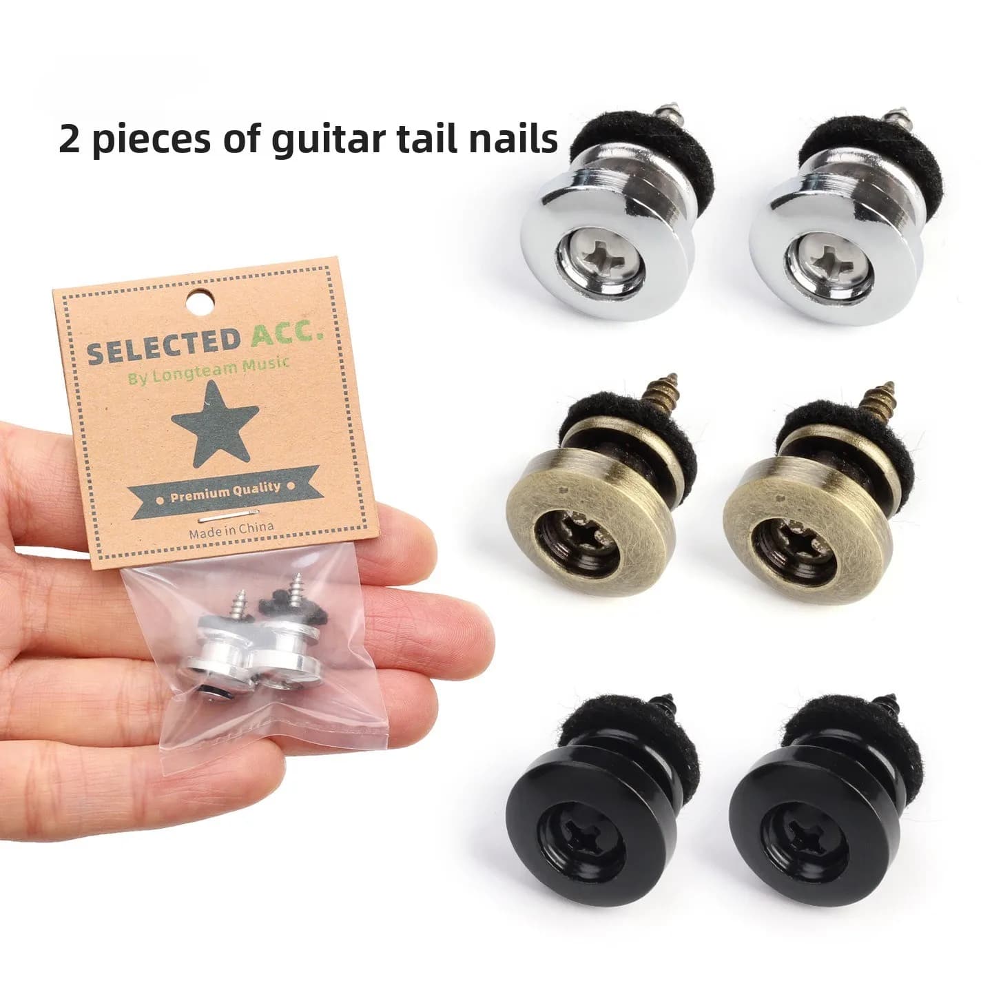 10pc Bronze Guitar Tail Nail Ukulele Strap Buckle Anti-slip Neck Nail Strap Fixed Buckle Instrument Accessories
