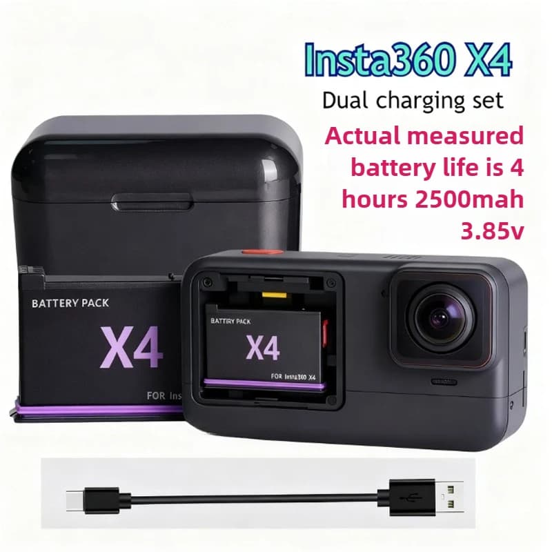 3.85 V Insta360 X4 2500 mAh Camera Battery Replacement Battery Set for 360 Panoramic Camera Accessories