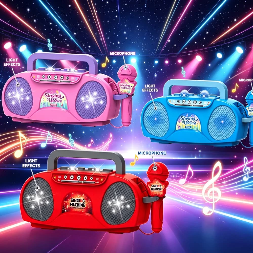 Macchina da canto per bambini Educazione precoce portatile con luce Alta qualità del suono Microfono karaoke Strumento musicale Giocattoli per bambini
