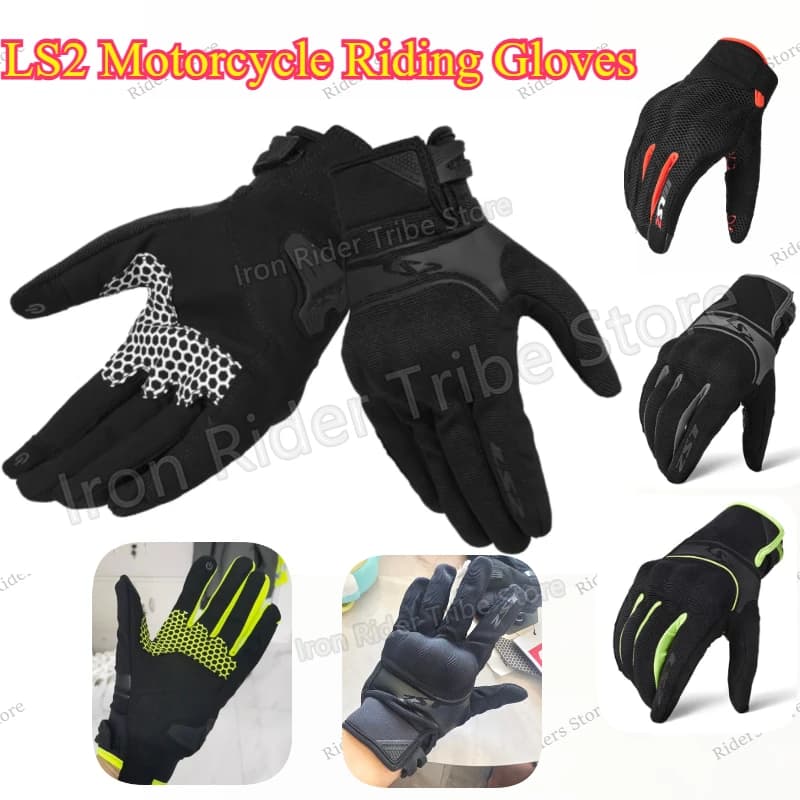 LS2 Men's Summer Motorcycle Gloves Breathable Mesh Lightweight Crash Resistant Motocross Riding CE Certified