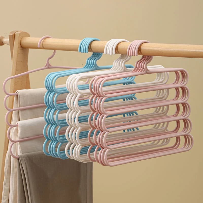 Appendiabiti Appendiabiti per pantaloni Supporti per armadio Organizzatori per riporre 5 strati Pantaloni Asciugamani Sciarpe Scaffali Organizzazione di stoccaggio