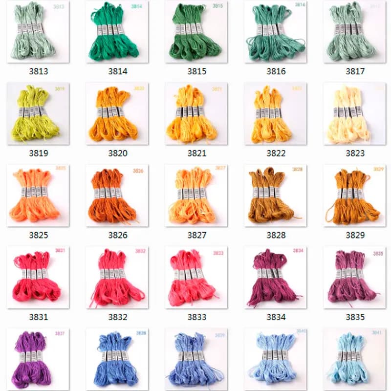 3727--3857---10 pezzi fili per punto croce / filo da ricamo a punto croce / fili personalizzati colori tutti i colori 447 stock NO5