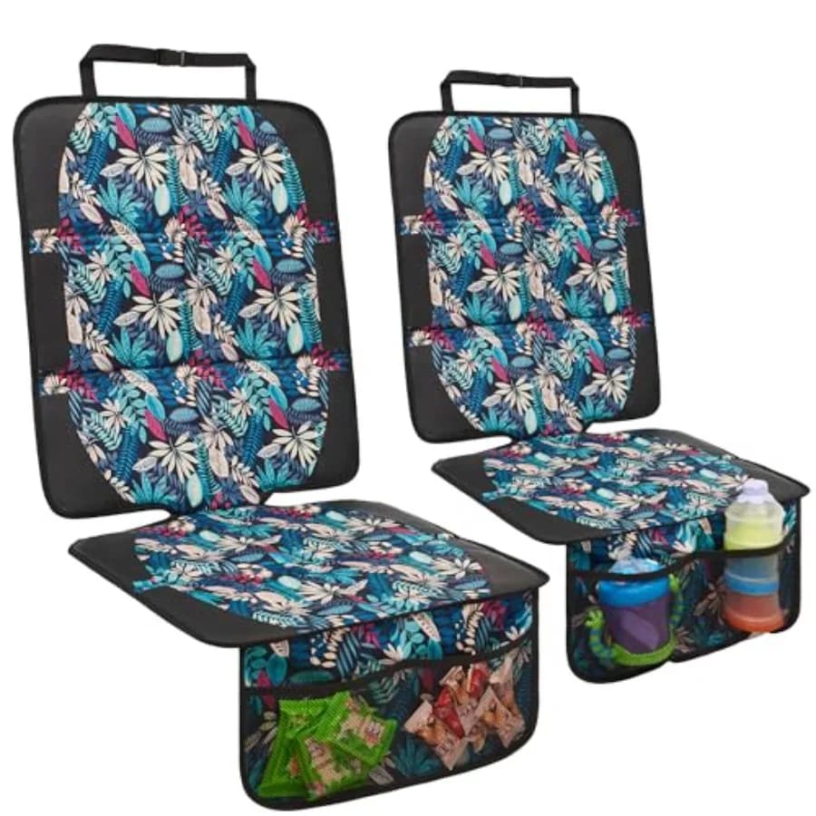 Car Seat Protector for Child Car Seat, 2 Pack Baby Car Seat Covers with Mesh Pockets and Non-Slip Backing 600D Durable Seat Pro