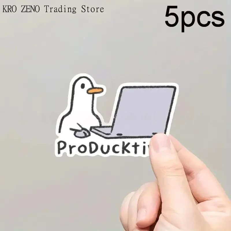 5Pcs Removable Laptop Waterproof Decals Cute Goose Laptop Stickers Notebook Computer DIY Decoration Gift For Adults
