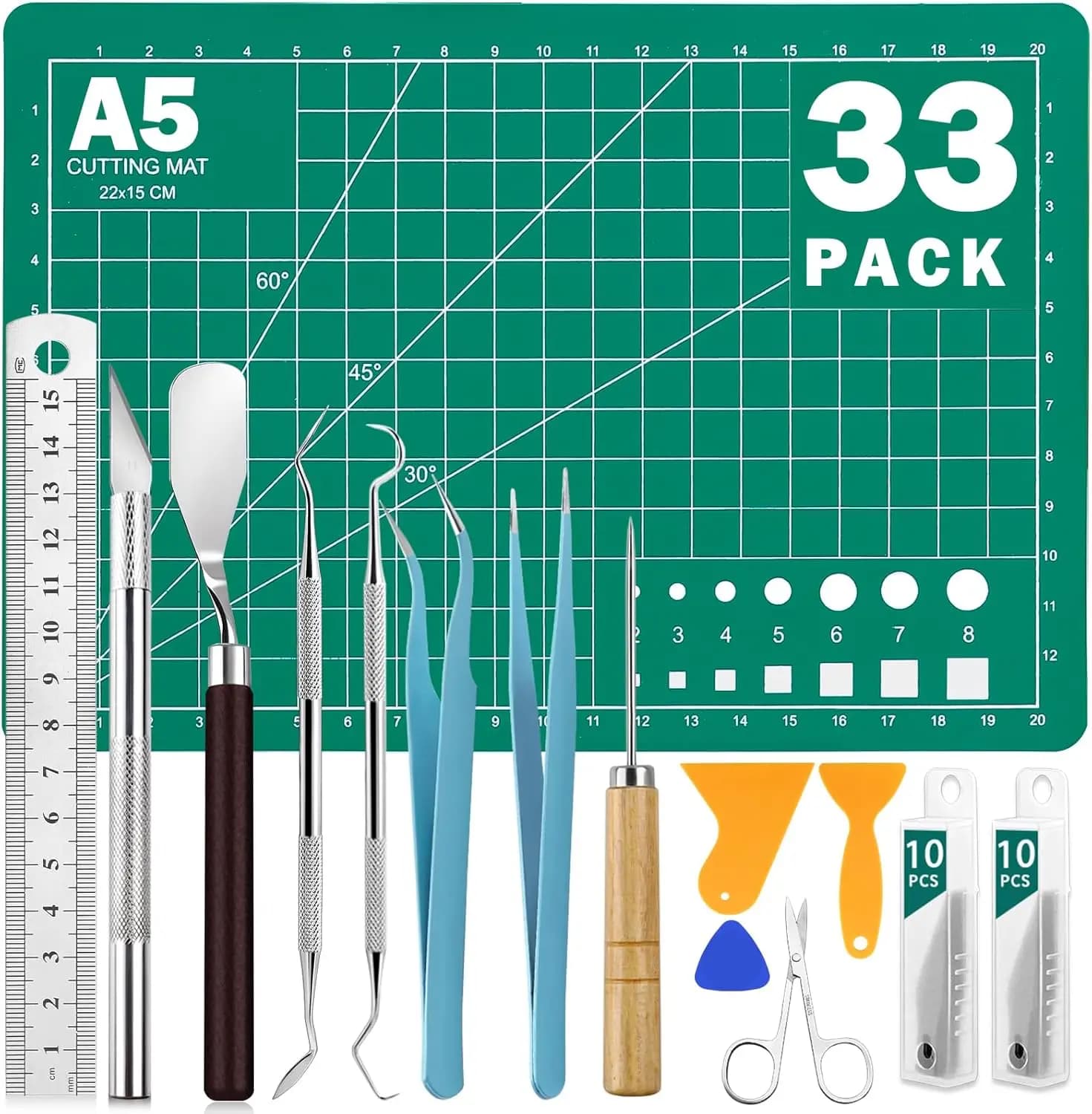 CLOYAN 33pcs Weeding Tools for Vinyl Set, Precision Craft Vinyl Weeding Tools Kit for Scrapbooking, Weeding Vinyl, DIY Art Work Cutting, Lettering, Splicing.