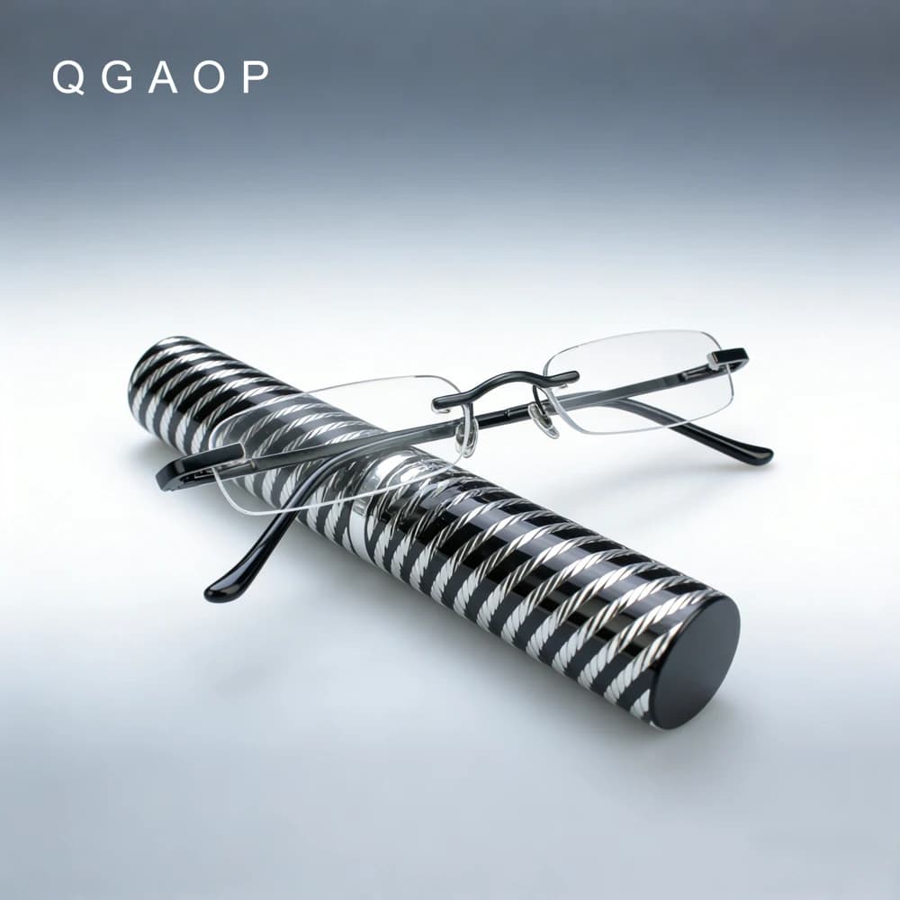 QGAOP Custodia per penna in metallo con filtro per la luce blu, occhiali da lettura senza montatura, comodi occhiali da lettura, molto venduti in Europa e in America