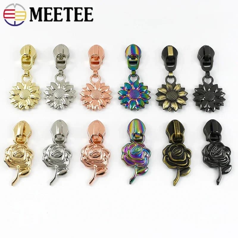 Meetee 5-20 pezzi 5 # Cursore con cerniera in nylon per cerniere Borse con chiusura Zip per cucire Tira teste Kit di riparazione cerniera Accessori per indumenti fai da te