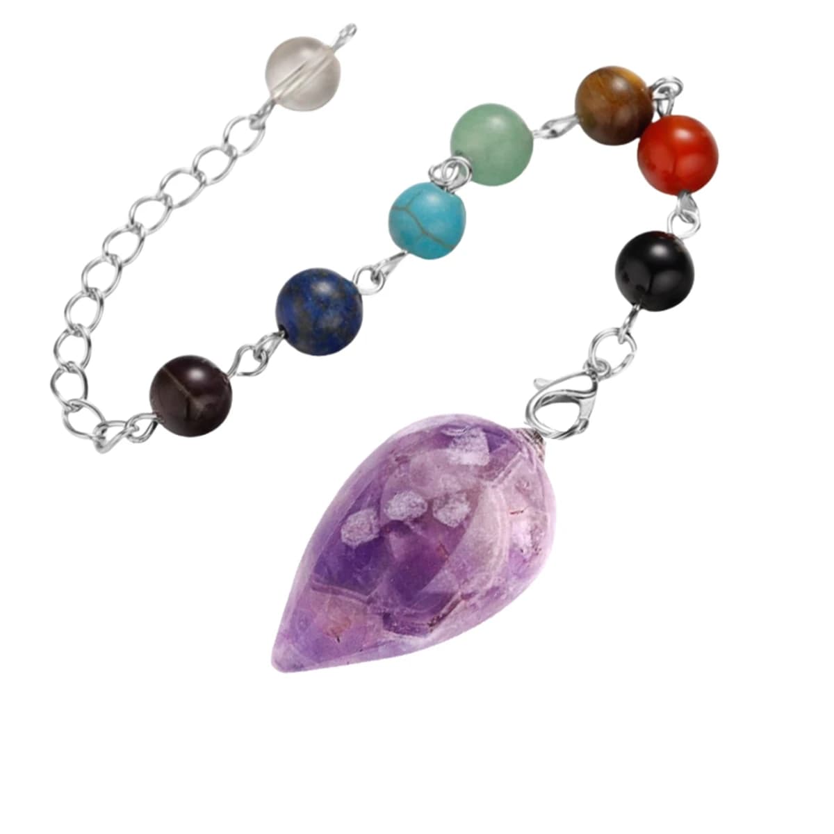 Pendolo waterdrop di ametista per divinazione rabdomanzia 7 chakra guarigione pendenti a catena di cristallo stregoneria accessori Wiccan