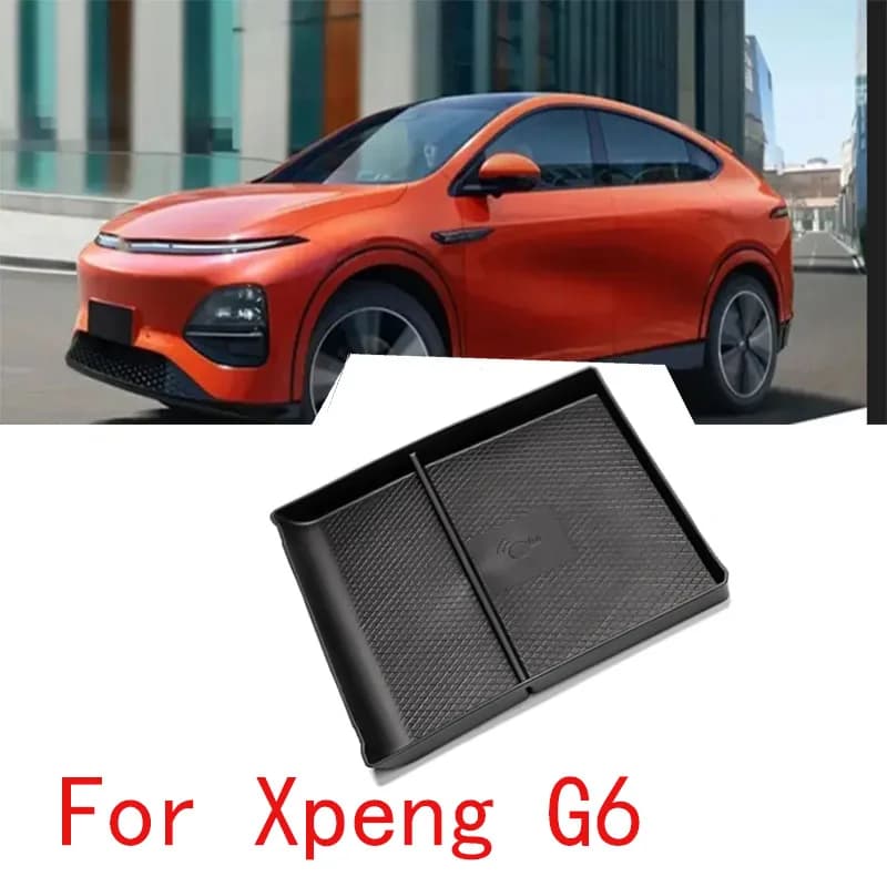 Per Xpeng G6 Scatola portaoggetti per console centrale Vassoio centrale inferiore per auto Organizzatore TPE Riordino Accessori auto neri