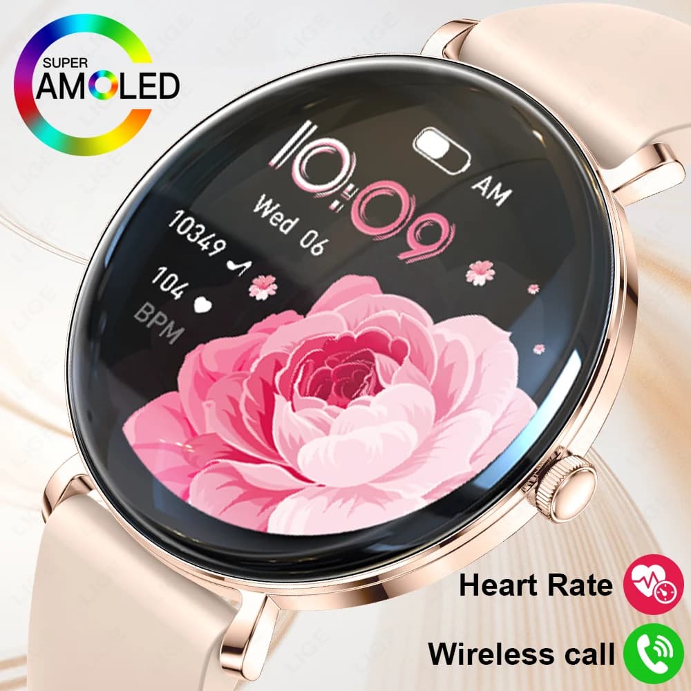 New AMOLED Smart Watch Women's Personalized Dial Smart Bracelet for Women's Cardio Frequency Fitness Tracker Call Bluetooth Smartwatch for Men