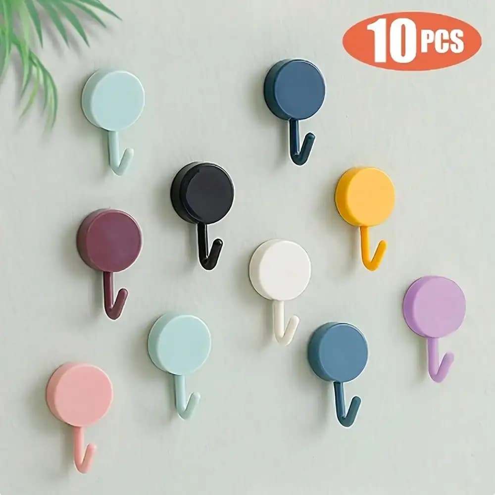 Confezione da 10 mini ganci adesivi - Ganci multiuso colorati assortiti, piccoli ganci salvaspazio per l'organizzazione di casa e ufficio